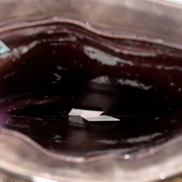 Gucci Vintage Brown Suede Patent Leather Large Clutch Authentic EUC - Picture 6 of 7